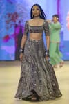 PUNIT BALANA_Purple Metallic Tissue Embroidered Foil Square Johari Bazar Floral Lehenga Set _Online_at_Aza_Fashions