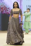 Buy_PUNIT BALANA_Purple Metallic Tissue Embroidered Foil Square Johari Bazar Floral Lehenga Set 