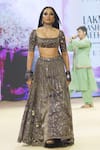 Shop_PUNIT BALANA_Purple Metallic Tissue Embroidered Foil Square Johari Bazar Floral Lehenga Set 