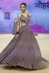 Buy_PUNIT BALANA_Purple Metallic Tissue Embroidered Foil V Neck Floral Gown _at_Aza_Fashions