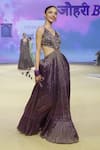 Shop_PUNIT BALANA_Purple Metallic Tissue Embroidered Foil V Neck Floral Gown _at_Aza_Fashions