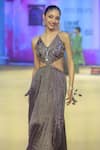 Shop_PUNIT BALANA_Purple Metallic Tissue Embroidered Foil V Neck Floral Gown _Online_at_Aza_Fashions