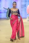 Buy_PUNIT BALANA_Pink Saree Organza Silk Embroidered Marodi Scoop Hem With Blouse _at_Aza_Fashions