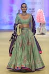 Buy_PUNIT BALANA_Green Chanderi Silk Embroidered Marodi Scoop Bandhani Print Lehenga Set _at_Aza_Fashions