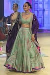 Buy_PUNIT BALANA_Green Chanderi Silk Embroidered Marodi Scoop Bandhani Print Lehenga Set _Online_at_Aza_Fashions