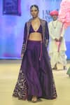 Buy_PUNIT BALANA_Purple Raw Silk Embroidered Floral Bralette Plunge V Foil Jacket Pant Set _at_Aza_Fashions