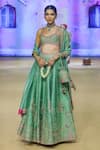 Buy_PUNIT BALANA_Green Lehenga And Blouse Raw Silk Embroidered Marodi Sweetheart Dori Set _at_Aza_Fashions