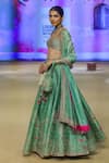 Shop_PUNIT BALANA_Green Lehenga And Blouse Raw Silk Embroidered Marodi Sweetheart Dori Set _at_Aza_Fashions