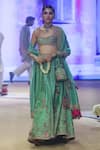 Shop_PUNIT BALANA_Green Lehenga And Blouse Raw Silk Embroidered Marodi Sweetheart Dori Set _Online_at_Aza_Fashions