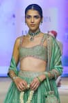 Buy_PUNIT BALANA_Green Lehenga And Blouse Raw Silk Embroidered Marodi Sweetheart Dori Set 