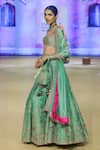 Shop_PUNIT BALANA_Green Lehenga And Blouse Raw Silk Embroidered Marodi Sweetheart Dori Set 