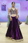 Buy_PUNIT BALANA_Purple Lehenga And Blouse Velvet Embroidered Marodi Lace Detailed Hem Set _at_Aza_Fashions