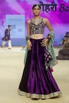 Shop_PUNIT BALANA_Purple Lehenga And Blouse Velvet Embroidered Marodi Lace Detailed Hem Set _at_Aza_Fashions