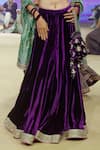 Buy_PUNIT BALANA_Purple Lehenga And Blouse Velvet Embroidered Marodi Lace Detailed Hem Set 