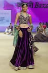 PUNIT BALANA_Purple Lehenga And Blouse Velvet Embroidered Marodi Lace Detailed Hem Set _Online