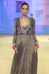 PUNIT BALANA_Purple Anarkali Metallic Tissue Embroidered Marodi Sleeve Hem With Jacket _Online_at_Aza_Fashions