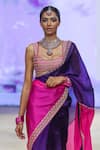 PUNIT BALANA_Purple Saree Organza Silk Embroidered Salma Scoop With Blouse _at_Aza_Fashions