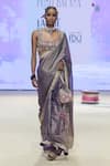 Buy_PUNIT BALANA_Purple Metallic Tissue Embroidered Marodi Scoop Saree With Blouse _at_Aza_Fashions