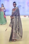 PUNIT BALANA_Purple Metallic Tissue Embroidered Marodi Scoop Saree With Blouse _Online_at_Aza_Fashions