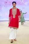 Buy_PUNIT BALANA_Pink Kurta Velvet Embroidered Marodi Work With Pant _at_Aza_Fashions