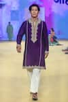 PUNIT BALANA_Purple Kurta Raw Silk Embroidered Marodi Work And Pant Set _Online_at_Aza_Fashions