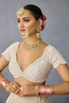 Buy_Torani_Ivory Jeni Silk Embroidered Zardosi V Neck Maahe Navya Lehenga Set 