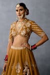 Buy_Torani_Yellow Jeni Silk Embroidery Zardozi Plunge V Mehre Sultana Bridal Lehenga Set 