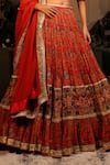 Buy_Neeta Lulla_Orange Chanderi Silk Printed Floral Sweetheart Satvang Pleated Lehenga Set _Online_at_Aza_Fashions