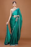 Buy_Neeta Lulla_Emerald Green Satin Embroidery Sequin Sweetheart Ira Border Saree With Bustier _at_Aza_Fashions