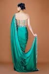 Shop_Neeta Lulla_Emerald Green Satin Embroidery Sequin Sweetheart Ira Border Saree With Bustier _at_Aza_Fashions