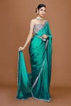 Buy_Neeta Lulla_Emerald Green Satin Embroidery Sequin Sweetheart Ira Border Saree With Bustier _Online_at_Aza_Fashions