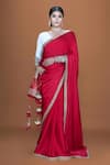 Buy_Neeta Lulla_Orange Silk Satin Embroidery Sequin Blunt V Vamika Border Saree With Blouse _at_Aza_Fashions