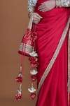 Neeta Lulla_Orange Silk Satin Embroidery Sequin Blunt V Vamika Border Saree With Blouse _Online_at_Aza_Fashions