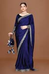 Buy_Neeta Lulla_Purple Satin Embroidery Sequin Round Adira Border Saree With Blouse _at_Aza_Fashions