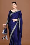 Neeta Lulla_Purple Satin Embroidery Sequin Round Adira Border Saree With Blouse _Online_at_Aza_Fashions