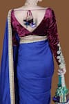 Shop_Neeta Lulla_Blue Silk Embroidery Sequin Sweetheart Aria Zardozi Border Saree With Blouse _at_Aza_Fashions