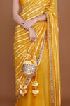 Neeta Lulla_Yellow Organza Woven Stripe Scoop Neck Urja Saree With Blouse _Online_at_Aza_Fashions