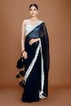 Buy_Neeta Lulla_Black Georgette Embroidery Sequin Nitya Scallop Border Saree With Blouse _at_Aza_Fashions