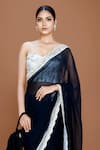 Buy_Neeta Lulla_Black Georgette Embroidery Sequin Nitya Scallop Border Saree With Blouse _Online_at_Aza_Fashions