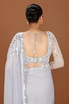 Shop_Neeta Lulla_Grey Organza Embroidery Mirror Scoop Neck Kashvi Border Saree With Blouse _at_Aza_Fashions