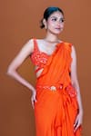 Neeta Lulla_Orange Georgette Embroidery Caroline Pre-stitched Ruffle Saree With Blouse _Online_at_Aza_Fashions