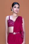 Neeta Lulla_Magenta Georgette Maisie Ruffle Pre-stitched Saree With Cutdana Blouse _Online_at_Aza_Fashions