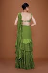 Shop_Neeta Lulla_Green Georgette Embroidery Zuri Ruffle Pre-stitched Saree With Work Blouse _at_Aza_Fashions