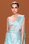 Neeta Lulla_Blue Organza Embroidery Sequin Cutwork Petals Pre-stitched Saree With Blouse _Online_at_Aza_Fashions