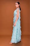 Buy_Neeta Lulla_Blue Organza Embroidery Sequin Cutwork Petals Pre-stitched Saree With Blouse _Online_at_Aza_Fashions