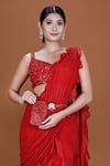 Neeta Lulla_Red Georgette Embroidery Sequin Ariella Ruffle Concept Saree With Blouse _Online_at_Aza_Fashions