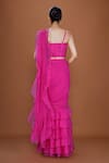 Shop_Neeta Lulla_Pink Organza Plain Sweetheart Neck Maeve Ruffle Pre-stitched Saree With Bustier _at_Aza_Fashions