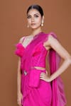 Buy_Neeta Lulla_Pink Organza Plain Sweetheart Neck Maeve Ruffle Pre-stitched Saree With Bustier _Online_at_Aza_Fashions