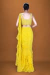 Shop_Neeta Lulla_Yellow Georgette Embroidery Sequin Abella Ruffle Pre-stitched Saree With Blouse _at_Aza_Fashions