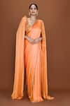 Buy_Neeta Lulla_Orange Cotton Satin Embroidery Autumn Pre-stitched Ruffle Saree With Bustier _at_Aza_Fashions